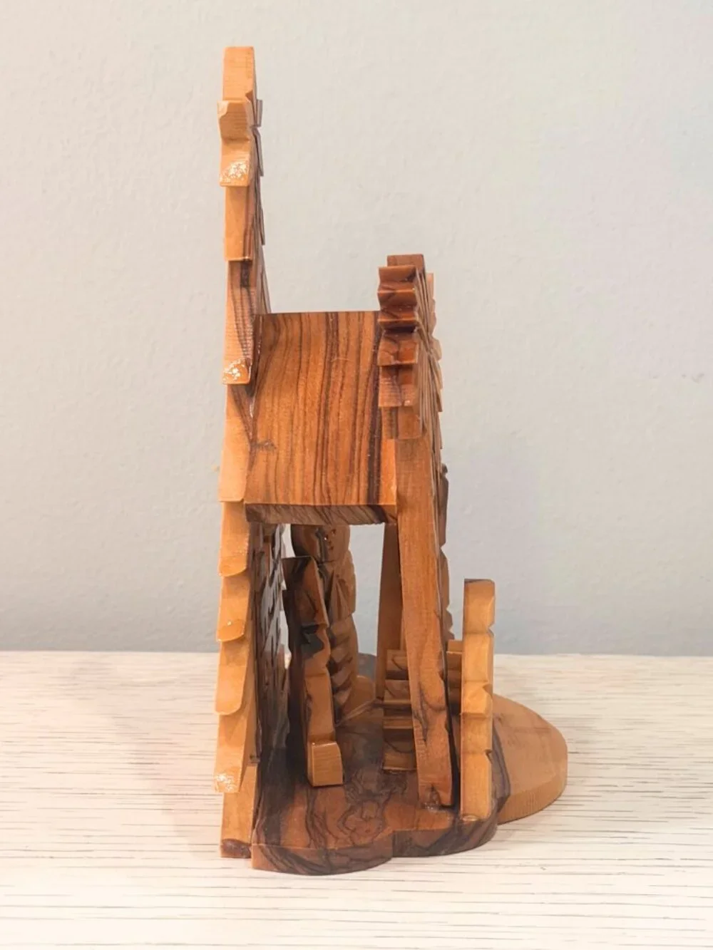 Vintage Olive Wood Nativity Set Handmade Carved in Bethlehem Israel Holy Family